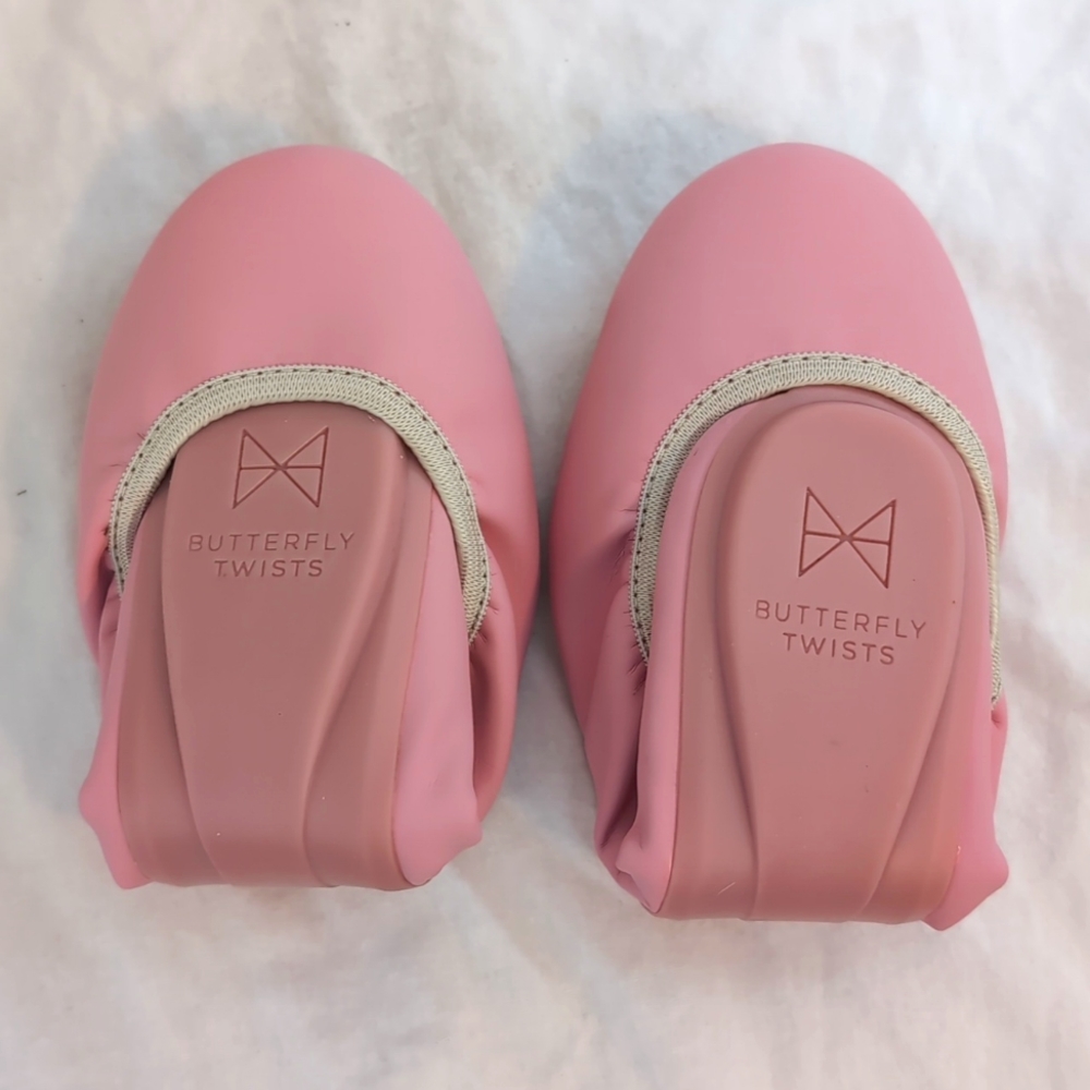 Butterfly Twists Pink and White Foldable Ballet Flats Women's size 40